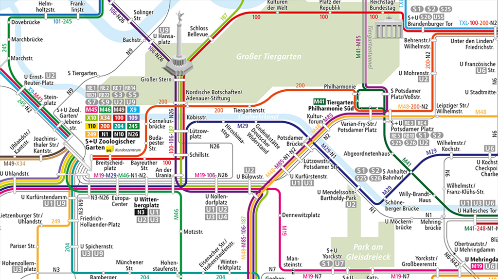 Busplan für die Innenstadt BVG Unternehmen